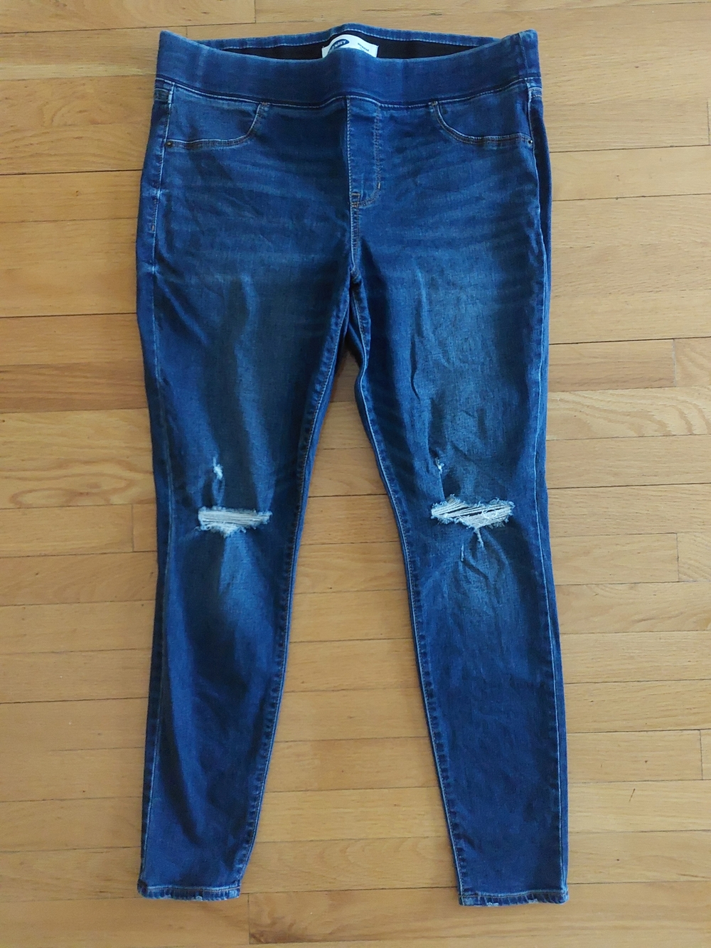Old Navy Dark Blue Women's Distressed Skinny Jeans